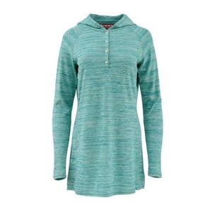 Simms Madeira Coverup Hoodie Tight Knit Lightweight UPF Sweater Turquoise: Large